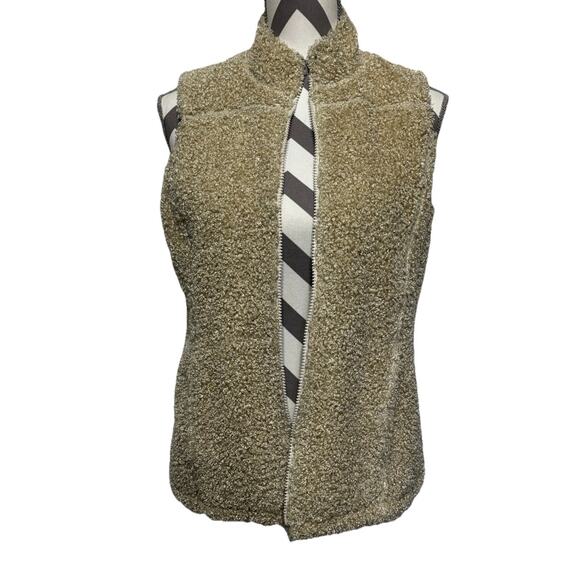 J. Jill Jackets & Blazers - J Jill Womens Cream Beige Fluffy Zipper Vest Xsmall Soft Curly Soft Neutral